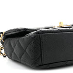 Grained Lambskin Quilted Mini Flap Black