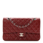 Caviar Quilted Medium Double Flap Burgundy