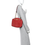 Calfskin Matelasse Medium GG Marmont Open Top Shoulder Bag Hibiscus Red