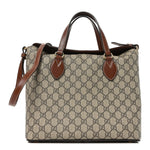 GG Supreme Monogram Linea A Foldover Tote Brown