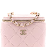 Caviar Quilted Mini Vanity Case With Chain Light Pink