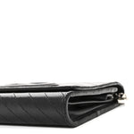 Sakai Be Green Calfskin Diagonal Stitched Blondie Wallet on Chain Black