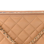 Tweed Lambskin Quilted Pouch Beige Multicolor