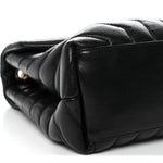Calfskin Y Quilted Monogram Medium Loulou Chain Satchel Black