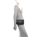 Lambskin Quilted Medusa Wallet On Chain Crossbody Black