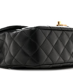 Lambskin Quilted Small Strass On Top Flap Bag Black