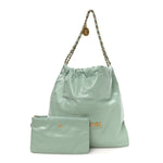 Shiny Calfskin Quilted Chanel 22 Light Green