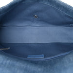 Frayed Denim Quilted Large Blue Chip Flap Blue