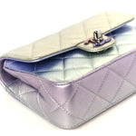Gradient Metallic Calfskin Quilted Clutch Silver Blue Yellow Purple