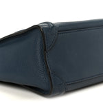 Drummed Calfskin Nano Luggage Navy Blue