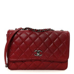 Caviar Quilted Flap With Chain Red