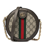 GG Supreme Monogram Web Mini Ophidia Round Shoulder Bag Brown