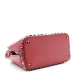 Grainy Calfskin Small Rockstud Double Top Handle Bag Rosso Valentino