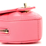 Lambskin Quilted CC In Love Heart Coin Purse With Chain  Pink