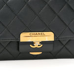 Sheepskin Quilted Mini Beauty Lock Flap Black