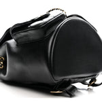 Shiny Caviar Quilted Medium Duma Pockets Drawstring Backpack Black