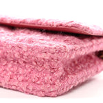 Tweed Quilted Flap Chain Waist Bag Pink