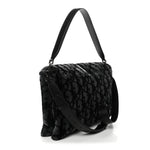 Oblique Mink Fur Saddle Soft Bag Dark Grey