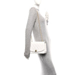Caviar Quilted Medium Single Flap White