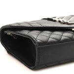 Grain De Poudre Textured Mixed Matelasse Triquilt Small Monogram Satchel Black