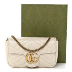 Calfskin Matelasse Super Mini GG Marmont Shoulder Bag White