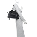 Grained Calfskin Medium Carrie Bowling Bag Black