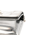 Metallic Patent Micro-Cannage Baby Diorama Flap Bag Silver