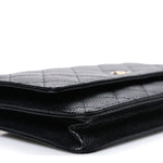 Caviar Quilted Wallet on Chain WOC Black