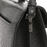 Calfskin Crocodile Embossed Medium Classic Monogram Cassandra Top Handle Fog