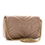 Calfskin Matelasse Super Mini GG Marmont Shoulder Bag Porcelain Rose
