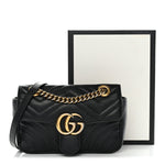 Calfskin Matelasse Mini GG Marmont Shoulder Bag Black