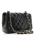 Lambskin Quilted Mini Rectangular Flap Black