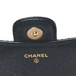 Caviar Quilted Glasses Case With Chain Black