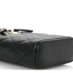 Caviar Quilted Small Vertical Coco Beauty Vanity Case With Chain Black