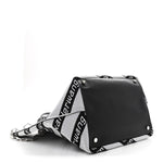 Knit Jacquard Diagonal Logo Roxy Tote White Black