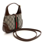 GG Supreme Monogram Azalea Calfskin Web Mini Jackie 1961 Hobo Beige Ebony Brown Sugar