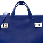 Calfskin Calfskin XL Gancini Buckles Tote Bag Blue