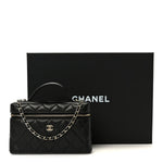 Caviar Quilted Top Handle Slim Vanity With Chain Black