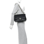 Lambskin Quilted Jumbo Double Flap Black