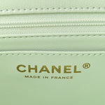 Caviar Quilted Retro Medium Twist Top Handle Clutch Light Green