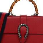 Dollar Calfskin Crystal Web Medium Dionysus Bamboo Top Handle Bag Hibiscus Red Black Diamond