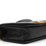 Metallic Crumpled Goatskin Medium Boy Flap Black Gold