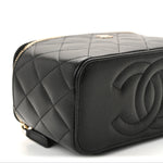 Caviar Quilted Small Vanity Case With Chain Black