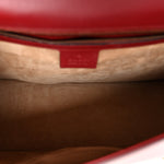 Glossy Calfskin Snakeskin Studded Fox Broche Bamboo Top Handle Bag Red