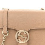 Dollar Calfskin Small Interlocking G Shoulder Bag Camelia