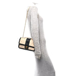 Lambskin Quilted Medium Elegant CC Flap Beige Black