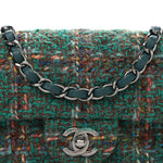 Tweed Quilted Mini Rectangular Flap Green