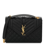 Grain De Poudre Textured Mixed Matelasse Triquilt Medium Monogram Satchel Black