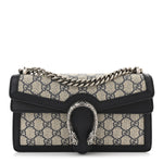 GG Supreme Monogram Textured Dollar Calfskin Small Rectangular Dionysus Shoulder Bag Beige Blue