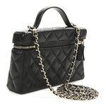Caviar Quilted Top Handle Slim Vanity With Chain Black